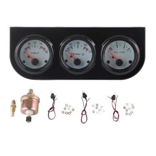Triple Gauge Set Universal Car Water Temperature Oil Pressure Voltage 52mm