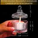 16 Piece Votive Candle Holders with Lids, Tealight Candle Holders in Bulk, Glass Small for Table Centerpiece, Wedding, Home Decor (2.68'' x 1.65'', Clear)