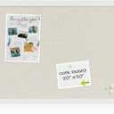White Cork Board Bulletin Board with Linen, Wood Framed 30" x 20" Corkboard, Office Board for Wall Decor, Wall Mounted Pin Board Picture Board with 20 Pushpins for School, Home & Office