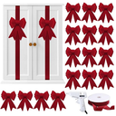 16 Pcs Christmas Cabinet Bows DIY Kitchen Velvet Cabinet Ribbons Bows for Kitchen Dining Door Home Holidays Decoration(Burgundy,Velvet)
