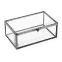 Hipiwe Vintage Glass Keepsake Box - Rectangle Jewelry Display Organizer with Lidded Box for Home Decor and Storage of Trinket Rings, Bracelet - Black, Small