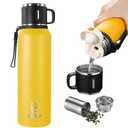 Icesip Stainless Steel Insulated Bottle, 50oz with cup Vacuum Insulated Water Bottle, Thermo for Hot Drinks/Cold Drinks,24-Hr Insulation Commute, Travel