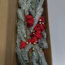 32 Inch Artificial Mixed Pine Christmas Teardrop Swag with Snow, Crystals, Berries, Pine Cones and Red Ball Ornaments