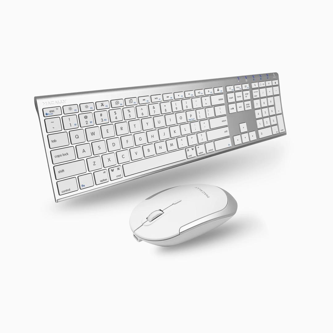 2.4 Wireless Keyboard & Mouse Combo,  Bluetooth Keyboard Mouse for Mac OS, Ultra Slim Rechargeable Multi-Device Wireless Keyboard Mouse for iMac, MacBook Pro, MacBook Air, iPad
