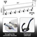 BAMEOS 35" L Wall Hooks with Shelf, Entryway Coat Hooks, Wood Wall Hanging Shelf, Wall-Mounted Coat Rack with 7 Dual Metal Hooks for Bathroom, Kitchen, Living Room, Bedroom (White)