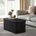 SONGMICS Mazie Collection - 30 Inches Folding Storage Ottoman Bench, Ottoman Foot Rest, End of Bed Bench, Storage Chest, Load 660 lb, for Living Room, Bedroom, Entryway, Ink Black ULSF047B01
