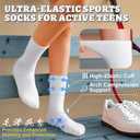 ANTSANG Kids School Athletic Sports Cotton Socks, Breathable Soft Crew Socks for Teen Girls Boys, 6 Pairs