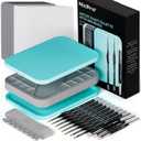 Nicpro Miniature Painting Kit with Wet Palette & 11PCS Detail Paint Brushes Drybrush, 100PCS Wet Pallet Paper, 4PCS Sponge, Brush Holder Mixing Paint Saver Palette for Miniature Model Painting