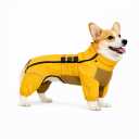 Lovelonglong Warm Dog Coat Double Layers Dog Vest, 4 Legs Covered Windproof Waterproof Reflective Warm Dog Vest Outdoor Skating Dog Costume for Corgis Dachshund Dog Yellow D-M