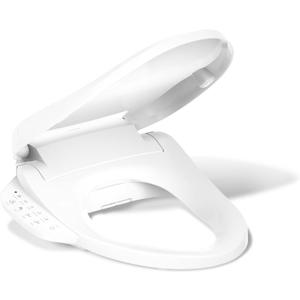 KOHLER PureWash E590 Elongated Heated Bidet Toilet Seat, White with Side Panel, Quiet-Close Lid, Self-Cleaning Wand, Adjustable Water Pressure and Nightlight, Easy Installation