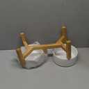 Elevated Ceramic Dog Bowl Set - Raised Dog Bowls with Non-Slip Bamboo Stand - Dog Food and Water Bowl Set - Double Dog Feeding Bowls - Suitable for Small and Medium Dogs - 28.74 OZ - 3.6 CUPS - 850 ML (White)