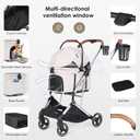 T3 Pro 3-in-1 Pet Stroller for Small Dogs & Cats Foldable, Lightweight with Detachable Carrier, 180 Canopy & Cup Holder (Beige)