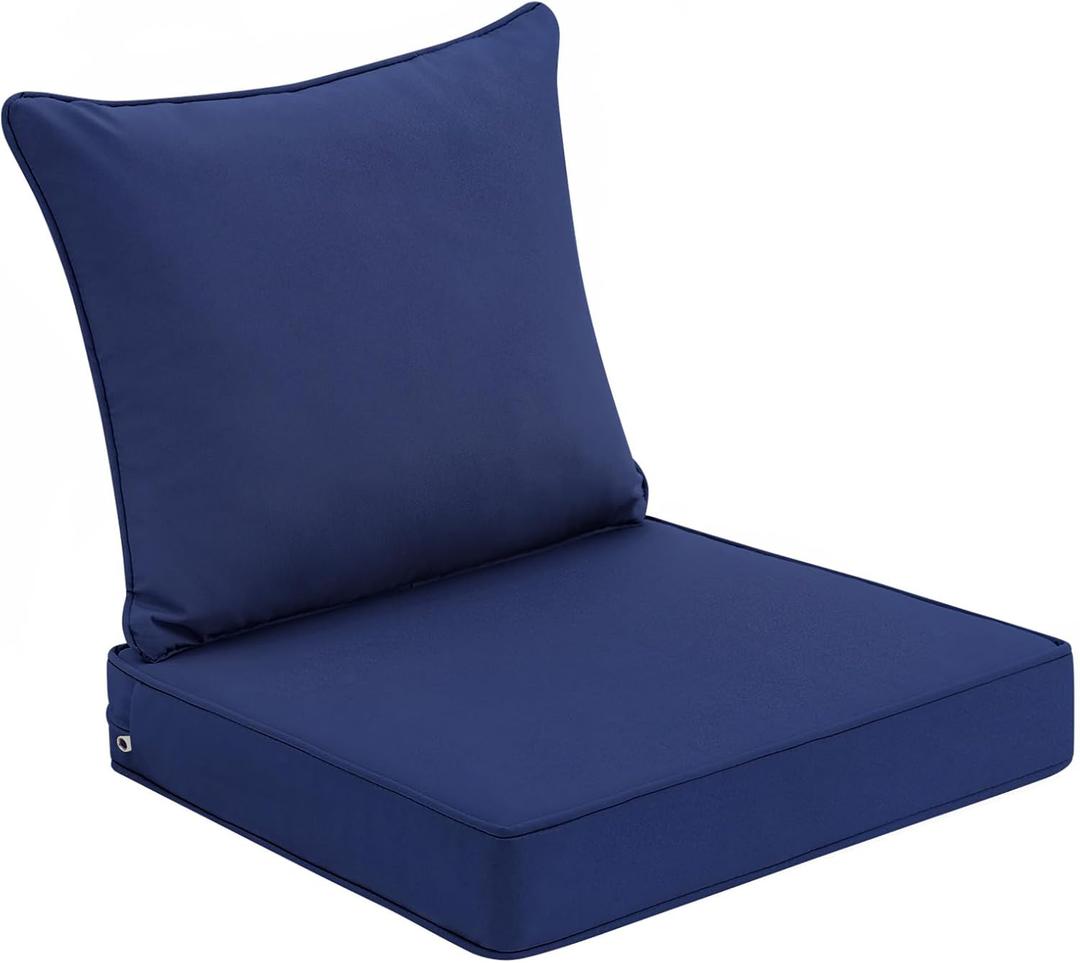 Outdoor Patio Chair Cushions 22x22 Inch, Waterproof Cushions for Deep Seat Patio Furniture, Replacement Cushion for Outdoor Furniture (Blue)