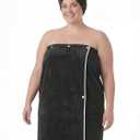 Towel Wrap for Women Plus Size (4XL-6XL) with Hair Towel Wrap, Microfiber Bath Wrap Soft & Comfortable Absorb Water Body Wrap Oversized Button Design, Charcoal