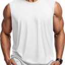 MAGCOMSEN Men's Tank Top Cotton Muscle Workout Gym Shirts Moisture Wicking Lightweight Summer Casual Sleeveless Shirts (XX-Large, White)