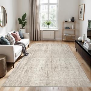 Valenrug Washable Rug 5x7 - Stain Resistant 5x7 Area Rugs for Living Room, Non Slip Backing Printed Rugs for Bedroom, Folable Machine Washable Area Rug(Beige,5'x7')