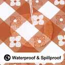 Rectangle Vinyl Table Cloth, Waterproof Elastic Fitted Tablecloth with Flannel Backing, Plastic Table Cover for Picnic, Camping, Outdoor (Rust & White, 30"x72")