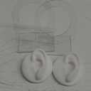 2 Pcs Flexible Silicone Fake Ear Model Reused Soft Mold for Earrings Jewelry Display Rubber Ear for Piercing Practice with Acrylic Stand (White, Classic Style)