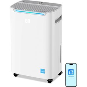 70 Pint Energy Star Dehumidifier, 4,500 Sq. Ft Quiet Smart Dehumidifier with Drain Hose, Auto Defrost, Humidity Control for Basement, Bedroom, Bathroom, Living Room & More Areas
