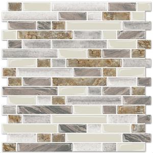 STICKGOO Peel and Stick Tile Backsplash for Kitchen, 1212Stick on Backsplash, Self Adhesive Tile for Kitchen Backsplash and Bathroom(10 Sheets, Thicker Design) (Beige&Brown)
