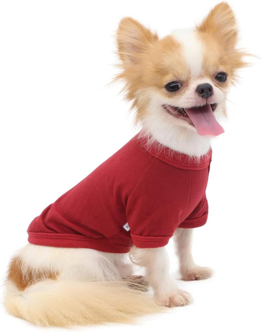 LOPHIPETS 100% Cotton Dog Tee Shirt for Small Dogs Chihuahua Puppy Clothes-Red/XL