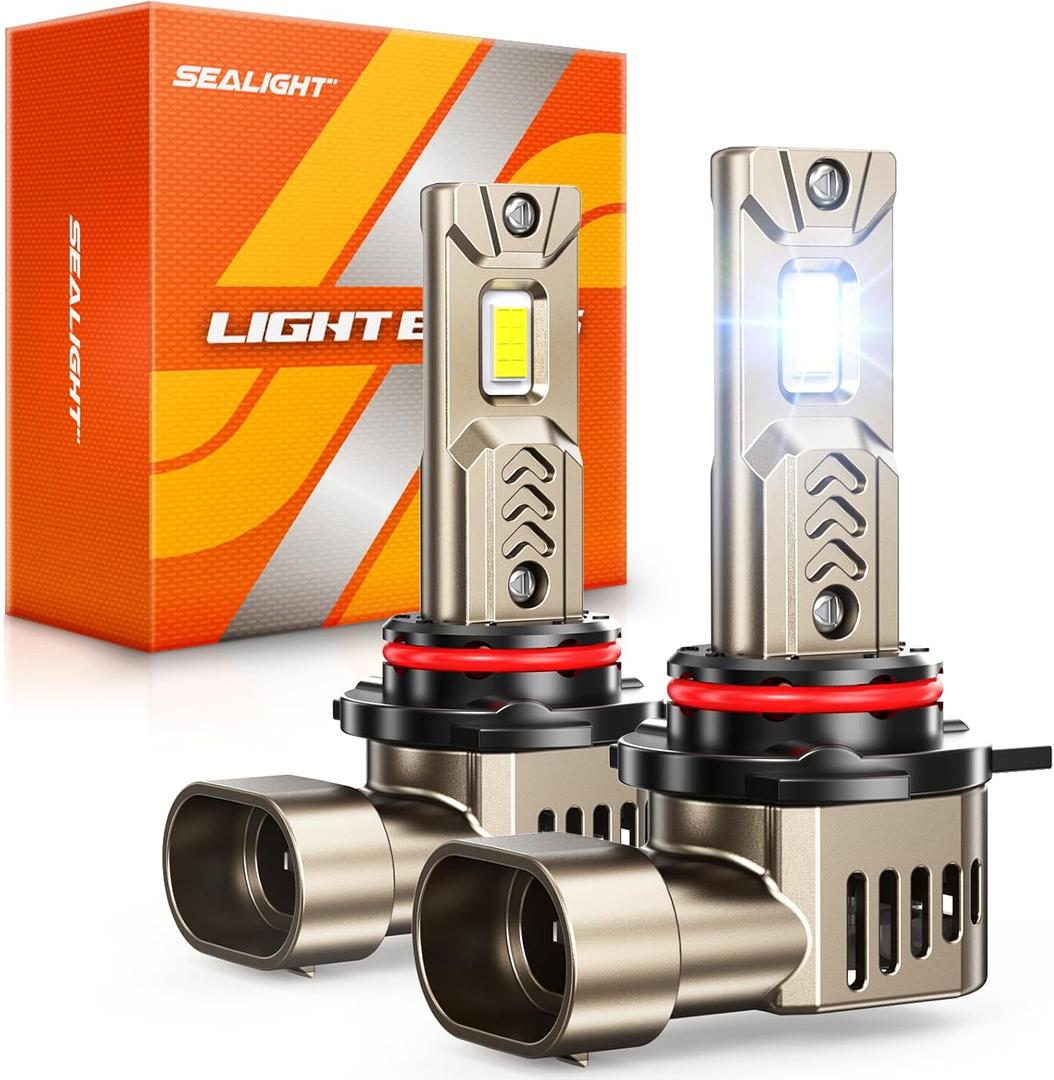 SEALIGHT 9012 HIR2 Light Bulbs, 9X Super Brighter 6500K Cool White 9012 HIR2 LED Fog Bulbs with Fan, 1:1 Halogen Mini Size, Off-Road Lights with Plug N Play, Pack of 2