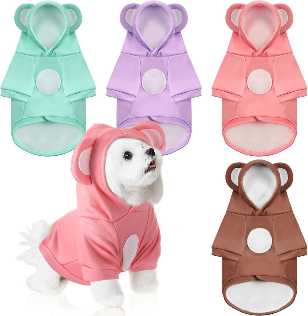 4 Pcs Winter Dog Hoodie Sweatshirts Warm Small Dog Clothes Cute Puppy Hoodie Washable Funny Cat Coat Costume for Doggy Small Medium Dogs Cats Pet Chihuahua Kitten(S)