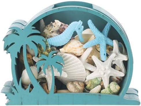 CroBlissful Green Coconut Seashell Holder Seashell Display Box Wooden Small Starfish Shell Display Case with Acrylic Clear Window Shark Tooth Collection Box for Shells Sea Rock Home Decor Present