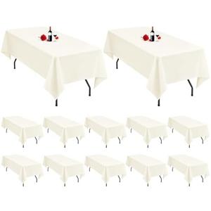 MTREO 12 Pack Cream Tablecloth 60 x 102 Inch Table Cloth for 6 Foot Rectangle Tables Ivory Tablecloth Washable Polyester Fabric Cream Table Cloth Rectangle for Wedding Party Banquet Dining