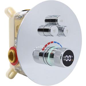 Round Digital Display Shower Valve 3 Way Shower Mixing Valve Concealed Installation Can Use All the Time Polished Chrome