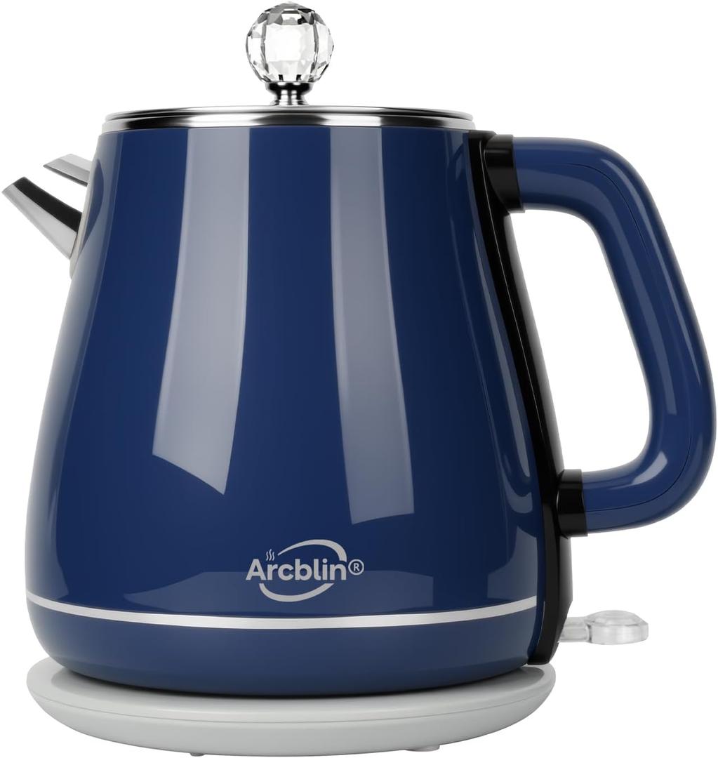 Retro Electric Kettle 1.8L, All Stainless Steel Hot Water Electric Kettle for Boiling Water, BPA Free Tea Kettle, 1350W Fast Boil, Auto Shut Off & Boil-Dry Protection (Blue)