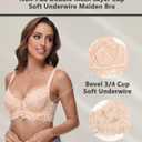 Women Underwire Full Coverage Sexy Lace Everyday See Through Bra No Pad Plus Size Unline Bralette Lingerie (40C, Beige)