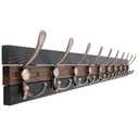 SKOLOO Rustic Wall Mounted Coat Rack - 38.6" Long Coat Hooks for Wall with 10 Triple Hooks for Hanging Coats, Hats or Tools - Kitchen, Mudroom, Entryway, Bathroom, Wood Brown & Antique