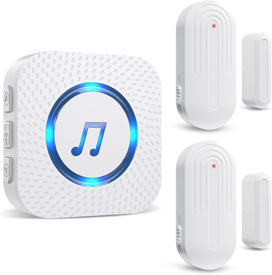 Door Chime, SanJie Wireless Door Sensor Chime When Door Opens, Door Entry Alarm Chime for Business/Home/Kids,500 FT Range,26 Chimes 5 Adjustable Volume, 2 Sensors + 1 Receivers