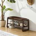 Achicsofar Shoe Rack Bench,2 Tier Solid Wooden Entryway Bench with Shoe Storage, Shoe Rack with Cushion for Living Room, Hallway(Brown, 31.5")