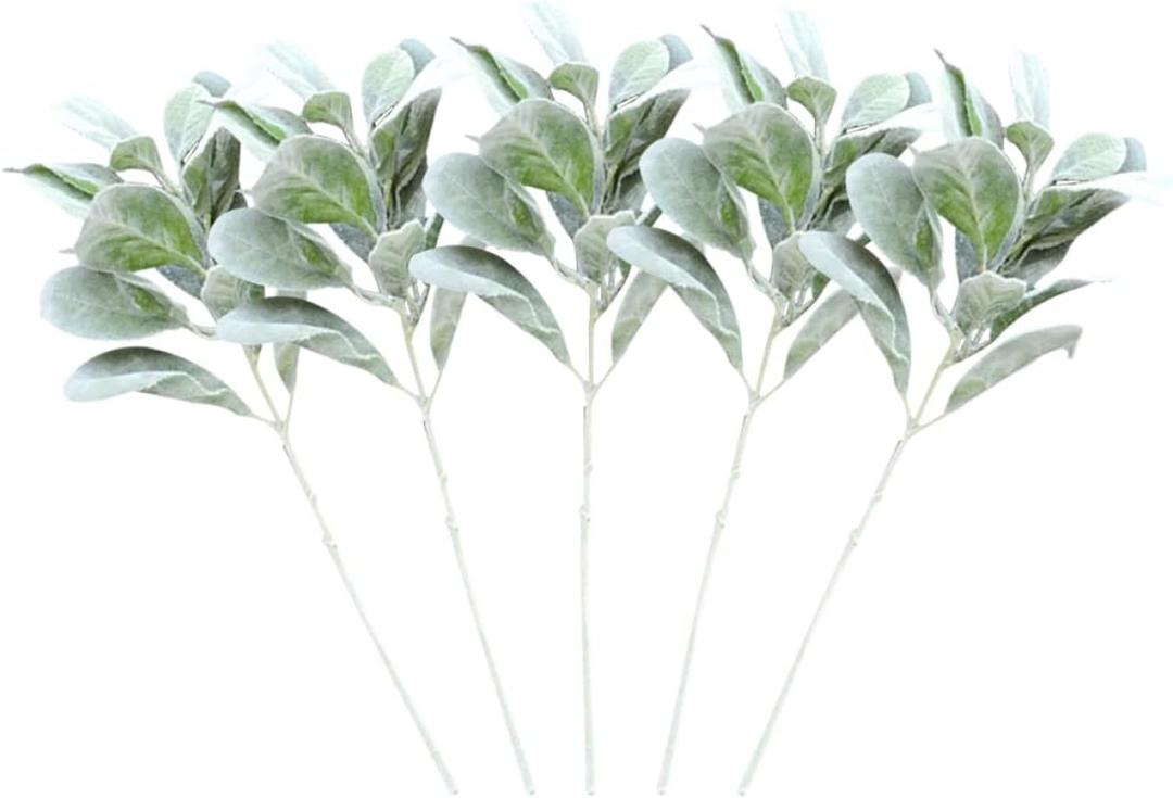 Realistic Simulation Leaves 5pcs Artificial Rabbit Ear Leaves Light Green Decorative Ornaments Perfect for Wedding Home Party Garden Decor