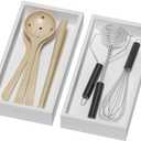 Bamboo Drawer Organizer, Cutlery Silverware Organizer for Kitchen Drawer, Stackable Utensil Organizer, 2 Pcs Flatware Organizer for Drawer, Wooden Storage Box Tray (White, 12 X 6 X 2 Inch)