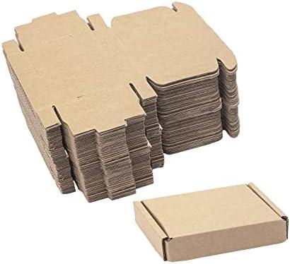 Ellbest 50pcs Kraft Paper Boxes, Corrugated Mailing Cardboard Packing Box for Jewelry Wraping Shipping, Storaging Small Item, Brown, 3.5 x 2.6 x 0.7 inches