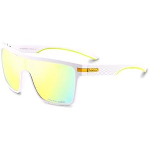 Karsaer Flat Top TR90 Polarized Sports Mens Sunglasses Vintage Square Cycling Running Fishing Golf Hiking Sports Glasses (Mirrored Gold Lens/White)