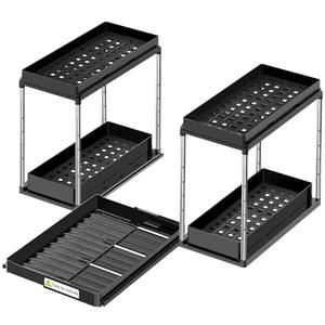 NIUXX Expandable Under Sink Organizer: 2 Tier Height Adjustable