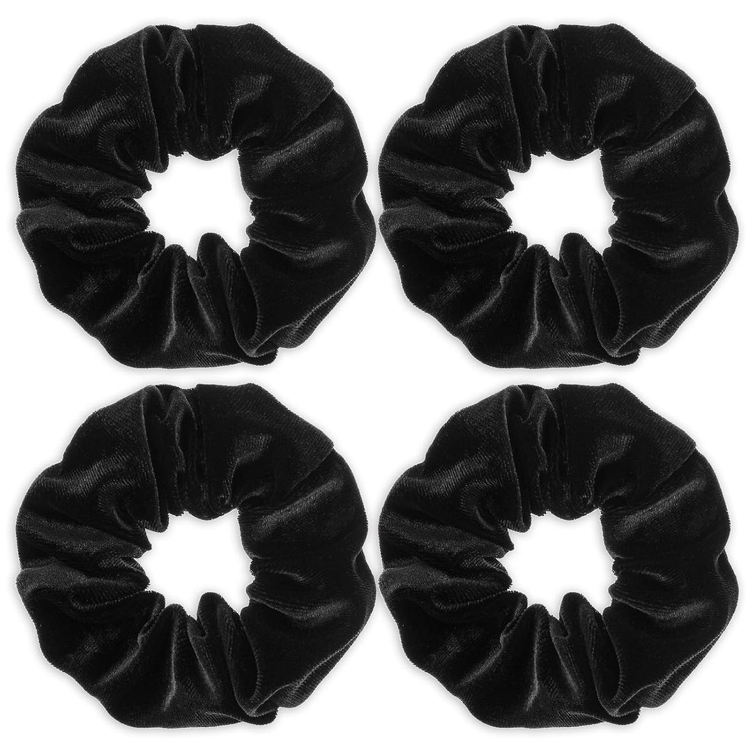 Large Scrunchies for Women 4Pcs Velvet Jumbo Scrunchies for Hair Soft Ponytail Holder Cute Colors Elastic Hair Bands Fashion Bulk Hairs Ties for Teens Girls Thick Curly Thin Fine Hairs