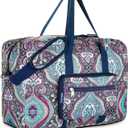 F.FETIVIN Weekender Carry On Bag Travel Duffle Medium Overnight Bag for Women(Green Floral)