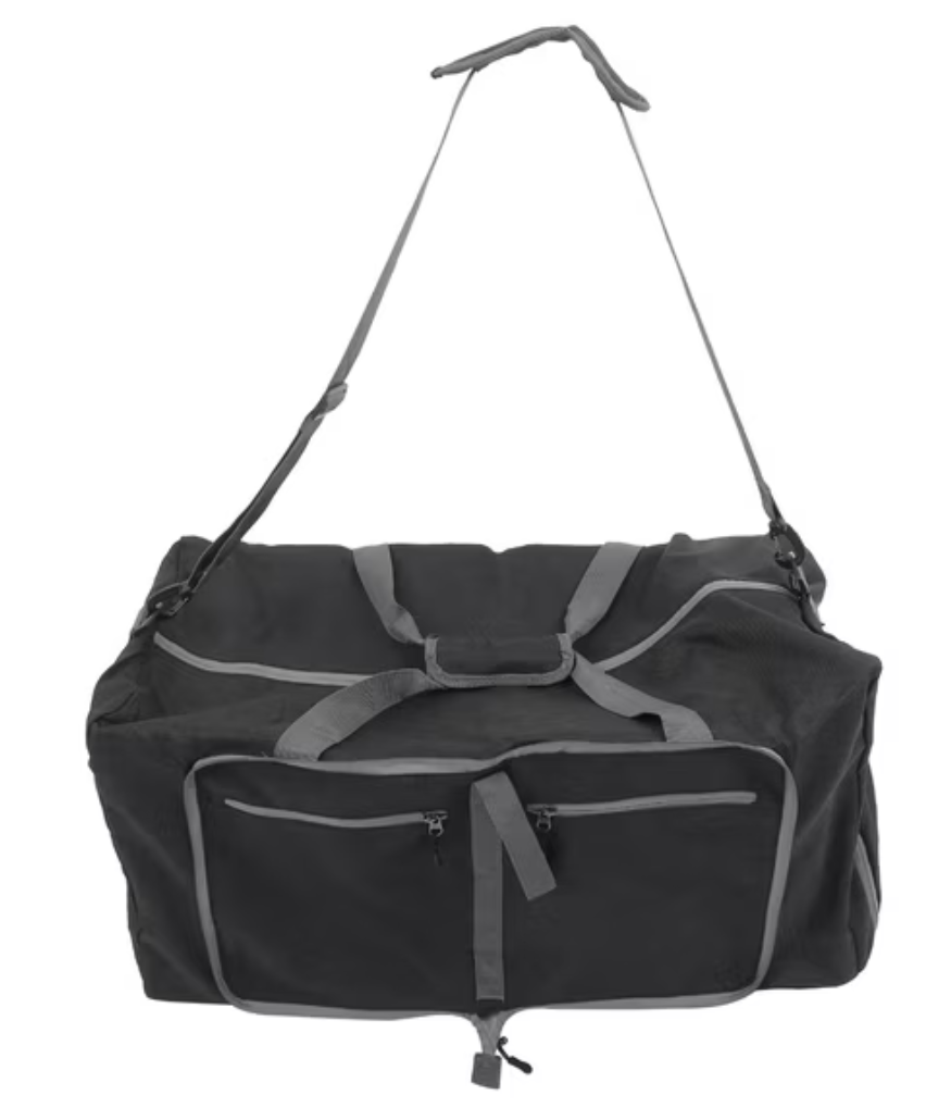 Black Duffel Bag with Quick Folding Feature for Gym and Sports