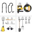 Set of 6 Garage Wall Hooks, Wall Metal Hooks, Double Hooks, Black, Double Garage Hooks for Organizing Ropes, Chairs, Hoses (Model 2)