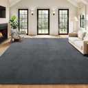 HOMBYS 12x15ft Large Area Rug for Living Room, Fluffy Soft Floor Carpet with Non-Slip Backing for Indoor Office Bedroom, Solid Home Deco Non-Shedding, Grey