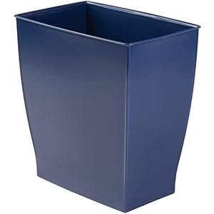 iDesign Small Plastic Bathroom Trash Can, Slim Rectangle Garbage Bin for Bedroom, Office, Dorm, Navy Blue, Pack 2 iDesign Small Plastic Bathroom Trash Can, Slim Rectangle Garbage Bin for Bedroom, Office, Dorm, Navy Blue, Pack 2