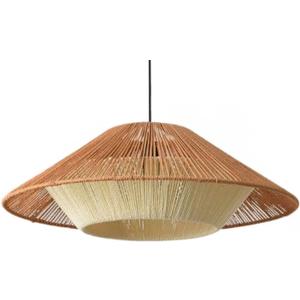 Aimeryup Front Door Chandelier Ceiling Pendant Light Rattan E27 with Lampshade Retro Living Room Kitchen Inn Aisle(Size:60X60X21CM,Color:A)