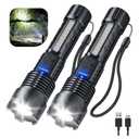 Cinlinso Flashlight High Lumens Rechargeable 2 Pack, 990000 Lumen Super Bright Led Flashlights with 7 Light Modes, IPX6 Waterproof, Powerful Handheld Flash Light for Camping Home Emergencies