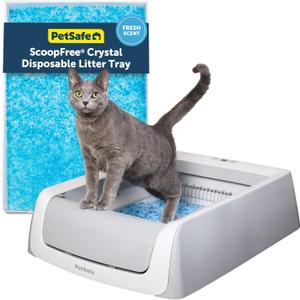 PetSafe ScoopFree Crystal Pro Legacy Self-Cleaning Automatic Litter Box - Uncovered Motion-Sensing Cat Box with Integrated Health Counter - Includes 1 Disposable Crystal Litter Tray