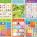 Lilias Alphabet/Numbers/Colors/Fruits and Vegetables/Farm Animals/Opposites 6 Themes/Set Educational Posters for Toddlers Kindergarten Nursery Classroom Supplies Decorations A3 Size 11.34X16.45 Inch